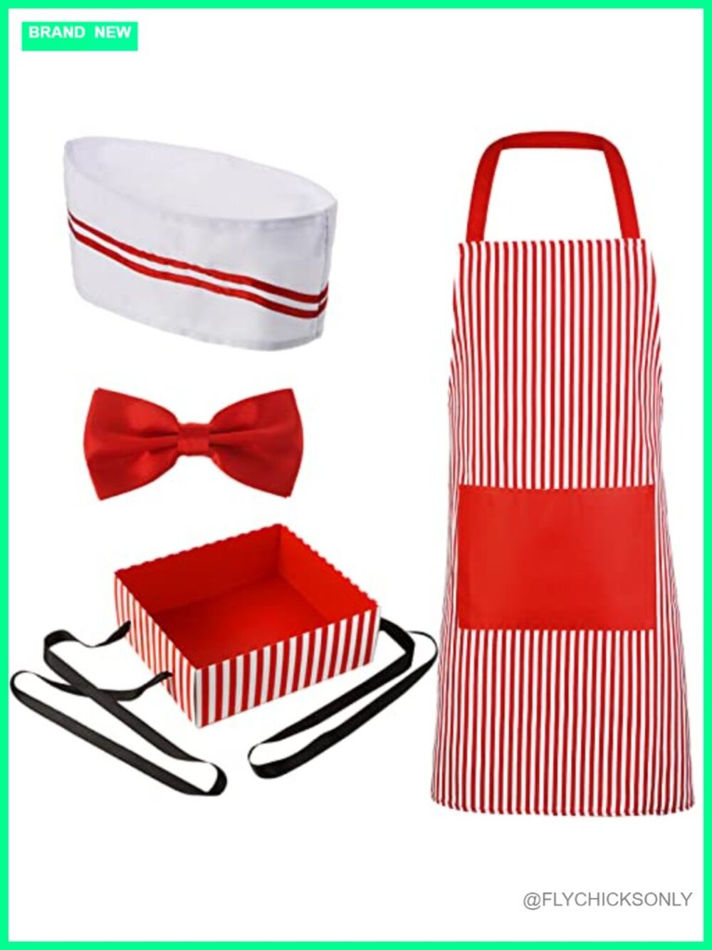 Waiter Costume Set 4pcs Circus Carnival Cosplay Apron Hat